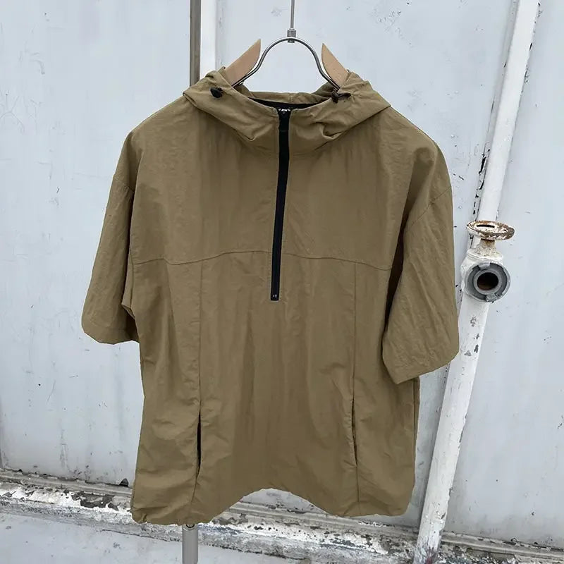 Summer Sweatsuit Sets Men Casual Hoodie T-shirt Short Sleeve Quick Dry Shorts Sports Suits Summer Outdoor Thin Cool Workwear Set