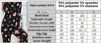 Sleepwear Women's Black Love Print Long Sleeve Trousers Student Loungewear Pajama Set Girl O-Neck Fashion Soft Casual Nightwear