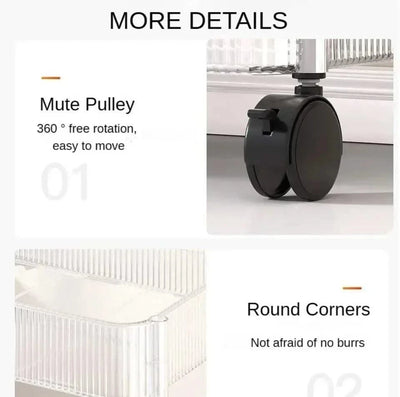 Acrylic Trolley with Wheel Multilayer Transparent Storage Rack Living Room Snack Storages Shelf Bathroom Mobile Shelf Home Items