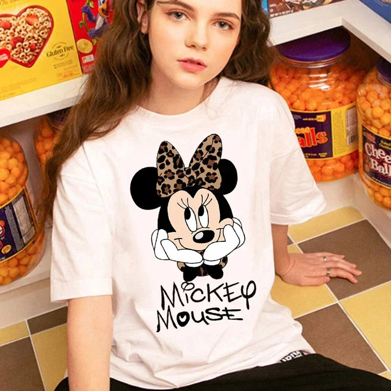Kawaii Women T-Shirts Mickey Anime Blouses Clothing Graphic Clothes Harajuku Oversized T Shirt Womens Tops Y2k
