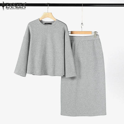Stylish Women Tracksuits Spring 2pcs Outfits Solid Work Matching Sets 2025 ZANZEA Casual Long Sleeve Blouse Dress Suits Oversize