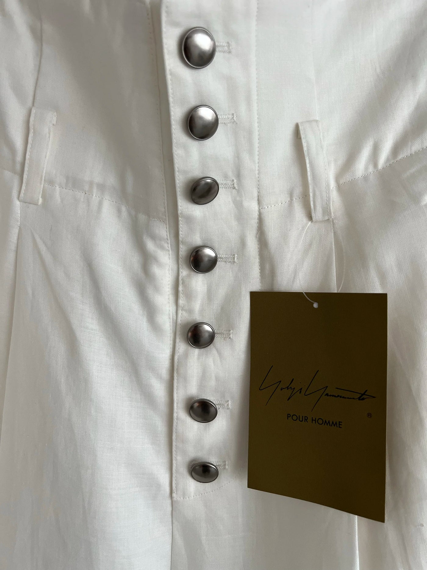 TOP-YAMAMOTO original design high-waisted black and white linen casual loose trousers for men