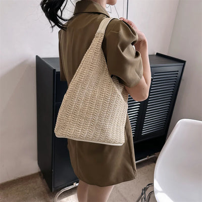 Fashion Straw Bag Designer Shoulder Bag Women Tote Summer Beach Vacation Bag Bohemian Shopping Pocket Crossover Sacos De Ombro