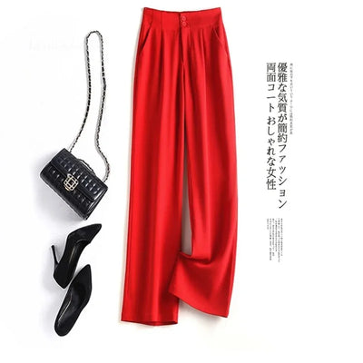 Suit Wide Leg Pants for Women in Summer with A High Waistline  2023 New Loose and Slim Straight Tube Casual Chiffon Pants