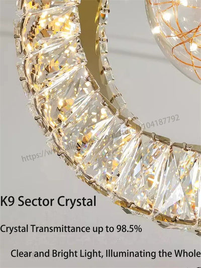Modern Home DecorLED Lights Crystal Pendant Lamps Room Chandeliers Dining Table Pendant Lights Indoor Lighting Dimmable Light