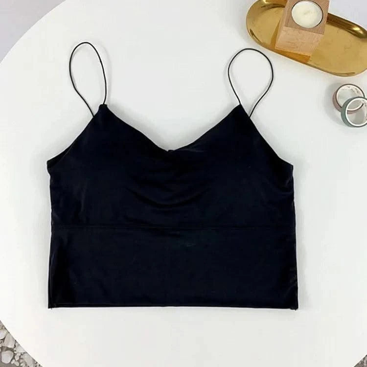 Women Summer Vest Tops Sleeveless Cotton Bustier with Pads