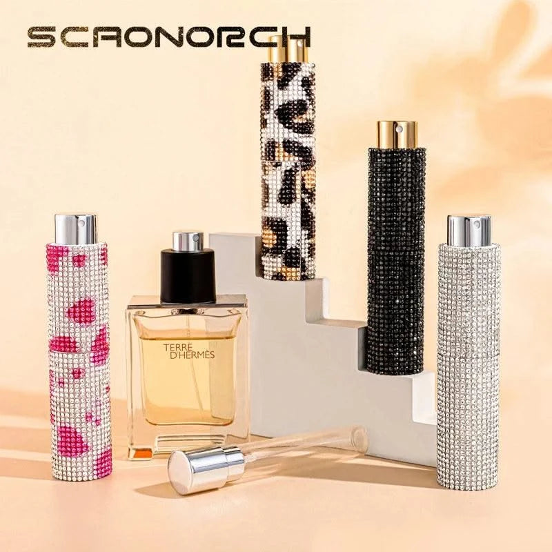 Luxury 10ml Perfume Spray Bottle Bling Rhinestones Refillable Perfume Atomizer Empty Bottle Travel Cosmetic Essential Container