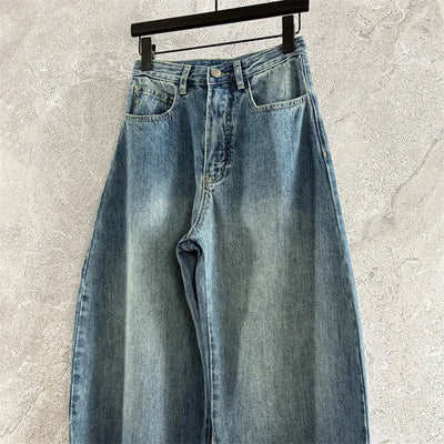 Women's pants 2025 autumn new high waisted slim women's jeans pure cotton straight leg pants  Wide leg pants curved knife jeans
