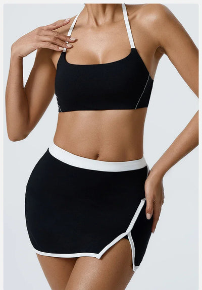 Women Yoga  Workout Set Bra and Shorts Two Piece Patchwork Open Sexy Back Elastic Fitness Sexy Yoga Outfit Sport  Women