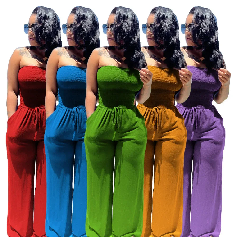Summer Sexy Tube Top Wide-leg Jumpsuit Women Fashion Casual Loose Jumpsuit Women
