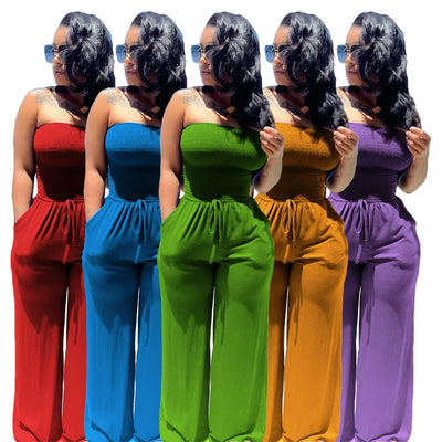 Summer Sexy Tube Top Wide-leg Jumpsuit Women Fashion Casual Loose Jumpsuit Women