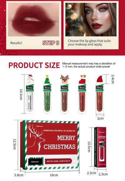 Christmas Colorful  Long-Lasting Water Resistant Lipsticks Lip Gloss Set Woman Makeups