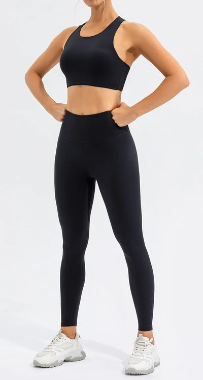 Women Yoga Set  2 Piece Workout Sportswear Gym Clothing Fitness Crop Top High Waist Push Up Leggings High quality Sports Suits