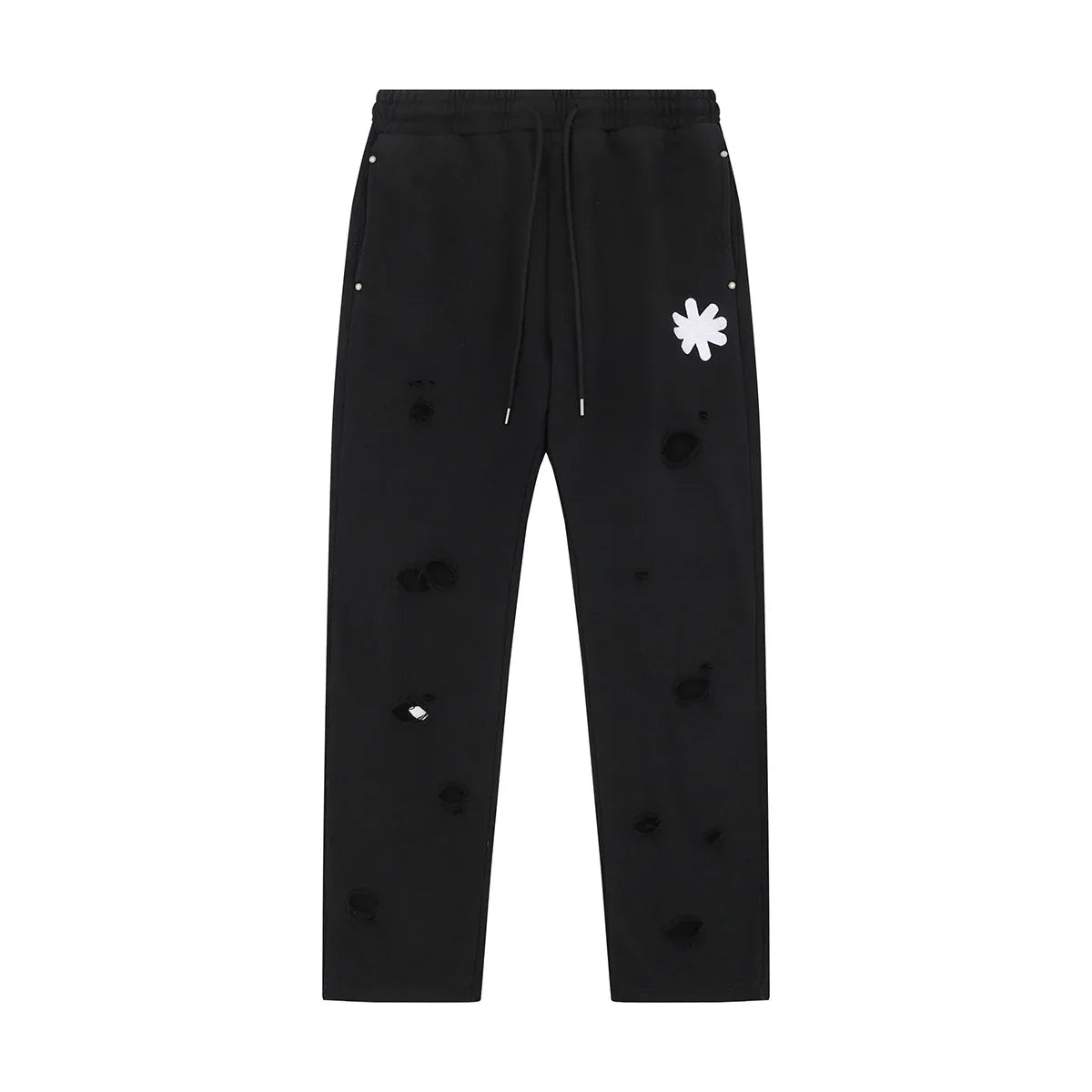 High Street Logo Embroidery Baggy Terry Sweatpants for Men and Women Joggers Loose Casual Sweat Pants Drawstring Trousers