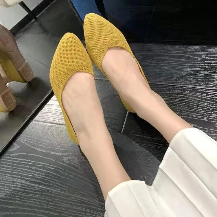 Women's Ballet Casual Shoes Slip-on Flats Knitting Ballerina Pointe Shoes