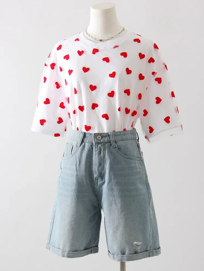 Women Denim Shorts Ripped Wide Leg Black High Waist Short Jeans Straight Leg Blue Denim Shorts For Women Summer Jean Shorts
