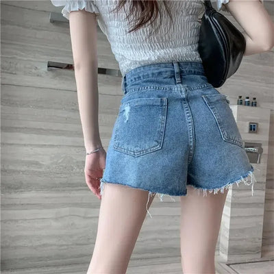 Womens Shorts Denim Ripped Sexy Short Pants for Women To Wear Blue Jeans New in Trend 2024 Y2k Harajuku Korean Style XL Fashion