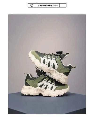 Children's Sports Shoes New Fashion Boys' Casual Sneakers Soft Soled Boys' and Girls' Rotating Buckle Anti Slip Running Shoes