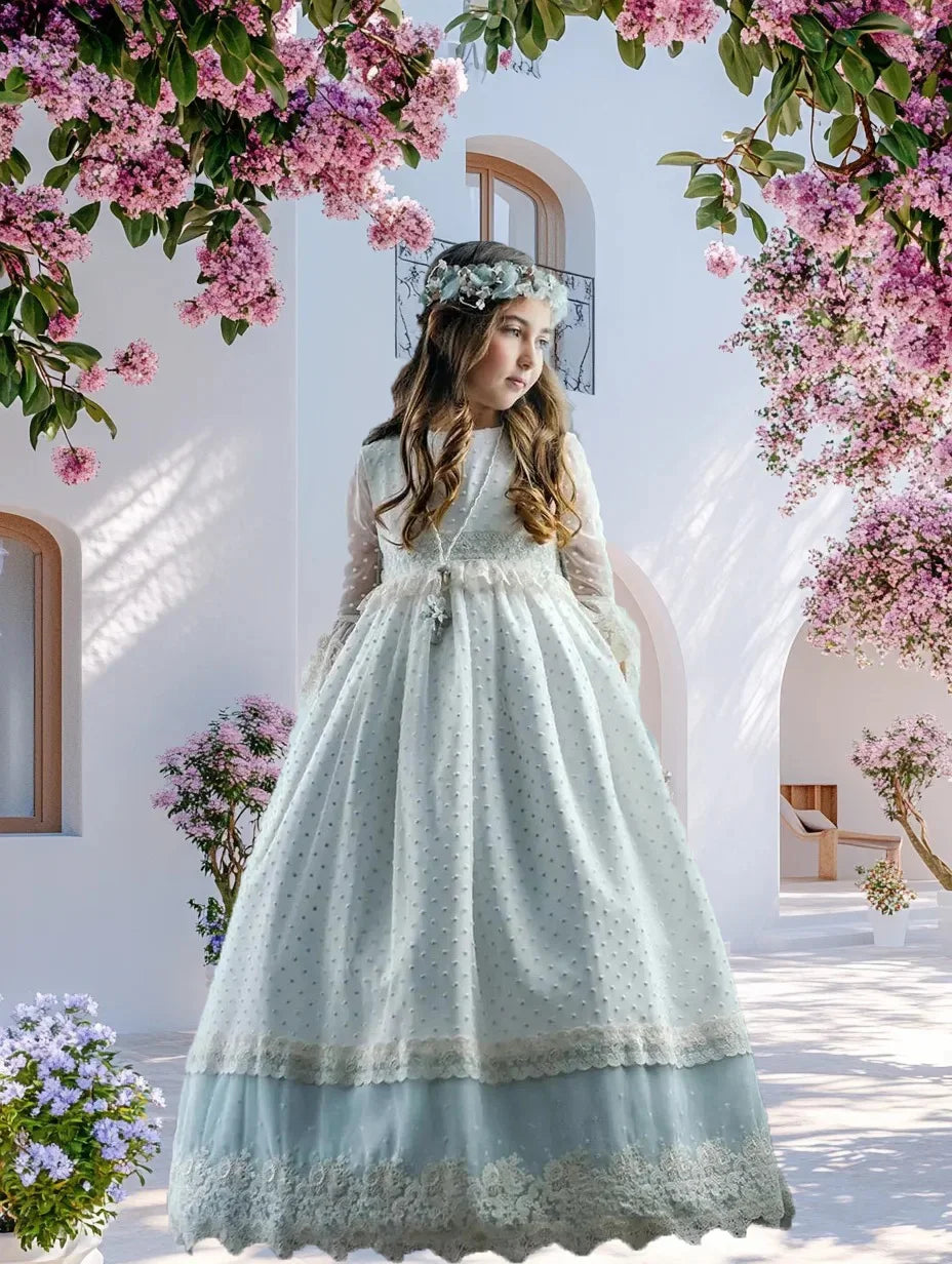 Flower Girl Dresses For Wedding Floral Appliques Long Princess First Communion Gowns With Feathers Customized