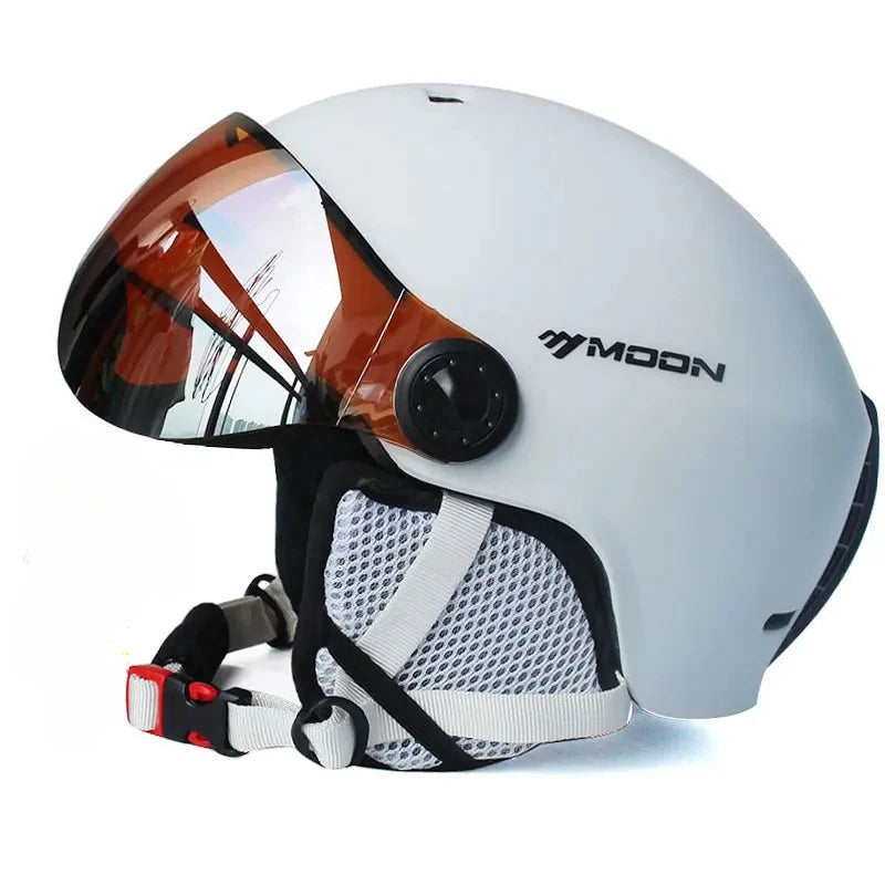 Motorcycle Helmet CE/ASTM Certified One-Piece PC+EPS Helmet with Goggles, Suitable for Skiing, Snowboarding, Outdoor Sports