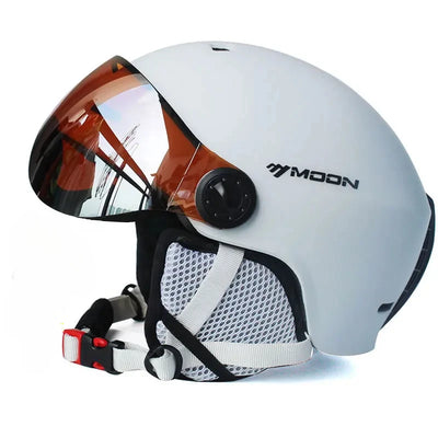 Motorcycle Helmet CE/ASTM Certified One-Piece PC+EPS Helmet with Goggles, Suitable for Skiing, Snowboarding, Outdoor Sports