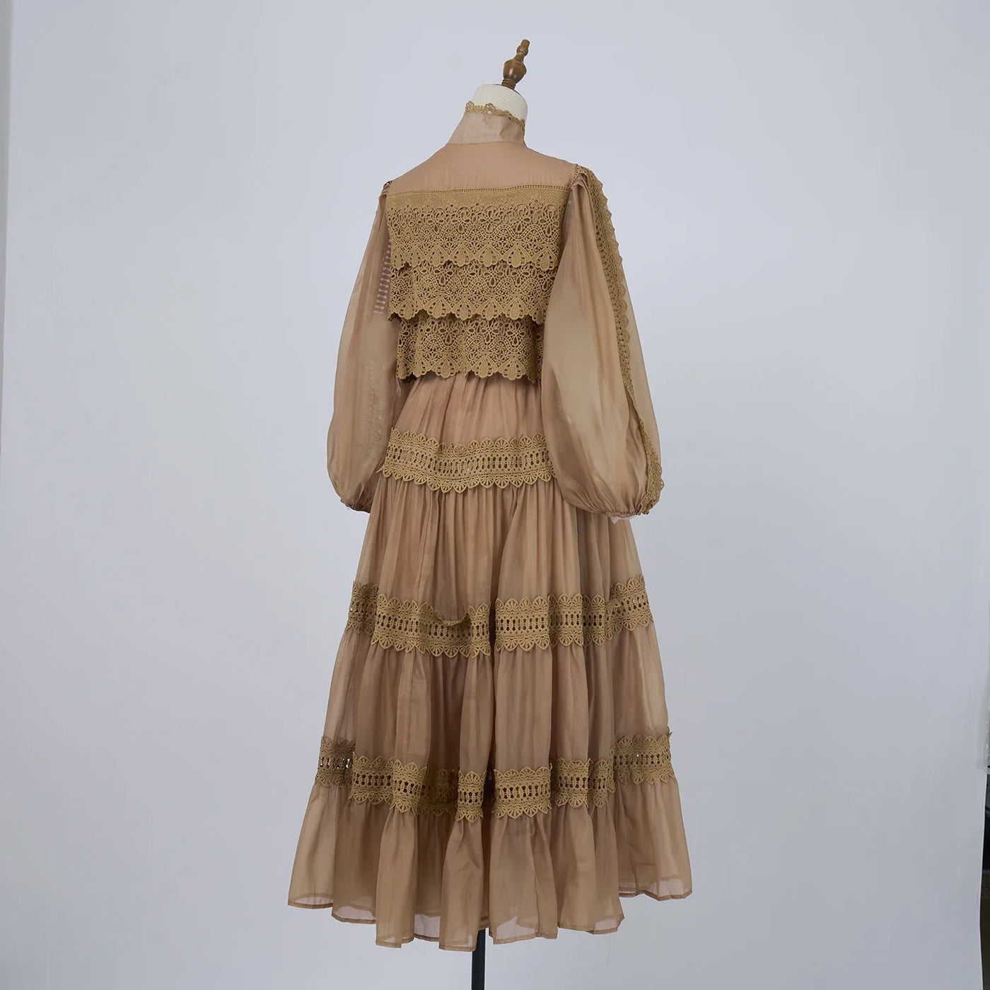 Luxury Long Dresses Women 2025 Spring Summer Embroidery Ruffle Lace Pearl Hollow Out Party Midi Dress Shirt Full Sleeve Vestidos