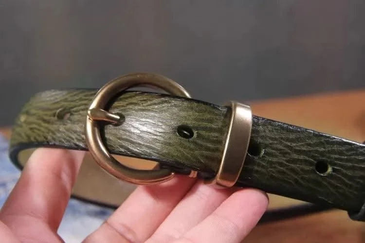 Genuine Leather Brass Buckle Belt for Women | Jeans Casual Dress |  Ladies Designer Trendy Belts Waistband