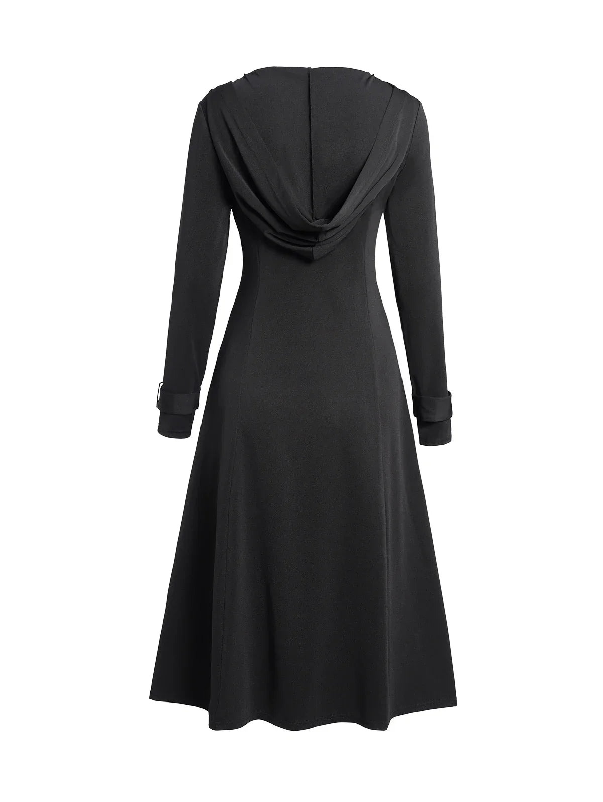 Dressfo 2024 New Women's Coats Punk Gothic Hooded Coat Plain Color Lace Up Zip Coat Black Tops Trench Coat Gabardina