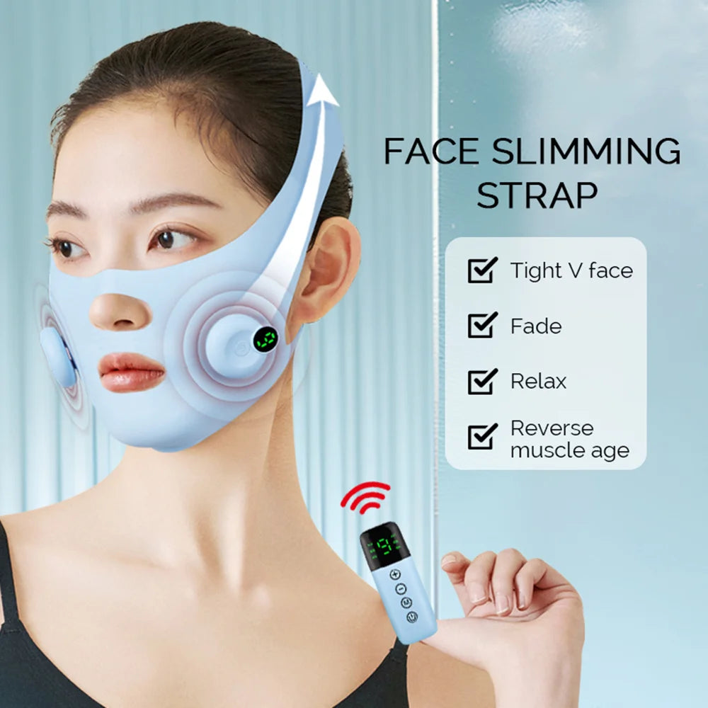 Electric Face Slimming Bandage V Line Face Shaper Chin Cheek Lift Up Belt Cheek Slimmer Facial Massage Strap Edema Removal Mask
