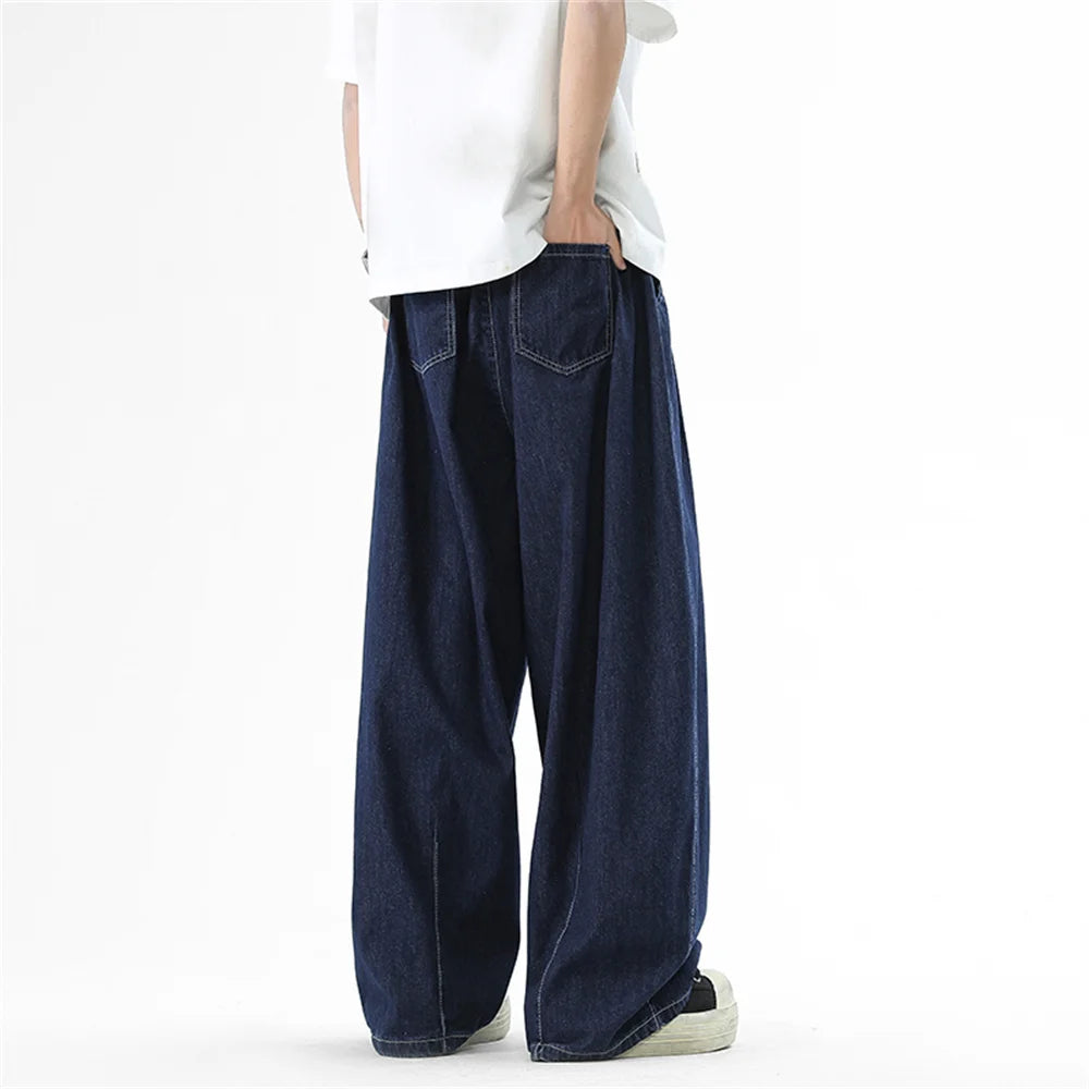High Street American streetwear brand distressed jeans for men, water-stir-fried salt water washed high street retro long pants