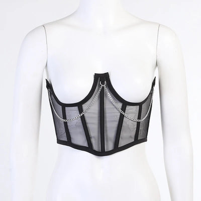 Sexy Corset Underbust Women Gothic Corset Top Curve Shaper Strap Punk Slimming Waist Belt Chain Lace Corsets Bustiers Sexy