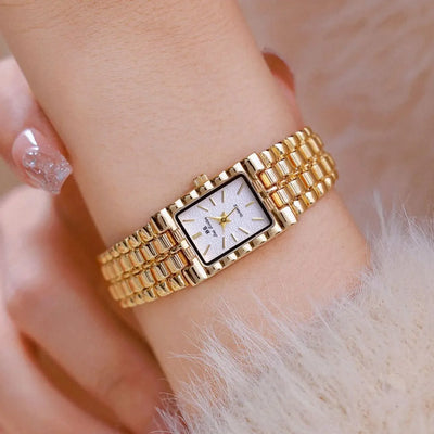 Luxury Ladies' Watch Retro Elegant Gold Silver Small Square Watch High Quality Watchchain Gift Watches For Women