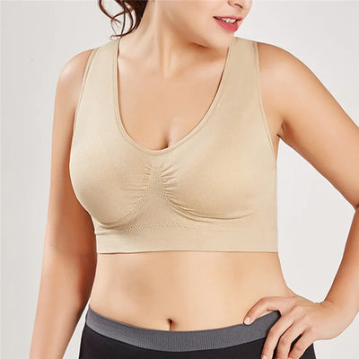 Large Women's Single-layer No Pad Sports Bra Yoga Running Fitness Top Breathable Seamless Workout Bralette