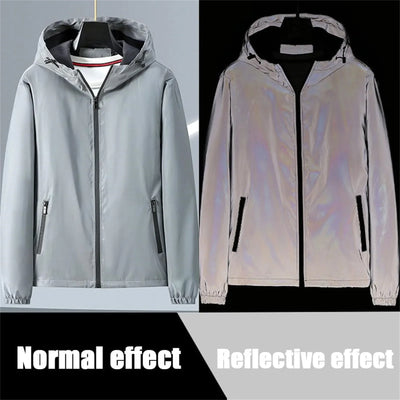Men Summer Outdoor Reflective Jackets Thin Lightweight Loose Large-Sized Sun-Protective Clothing Waterproof Windbreaker Jackets