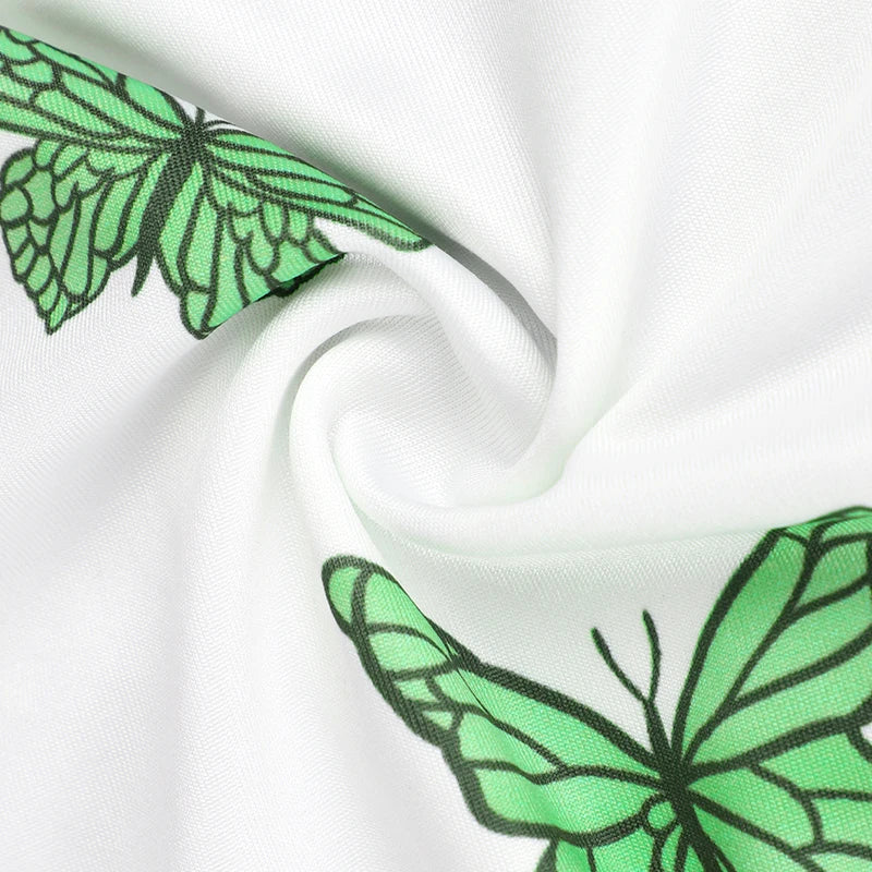Summer New Women Dresses Streetwear Fashion Butterfly Print V-Neck Dress Sexy Female Backless Knitted Dress Casual Slim Clothing