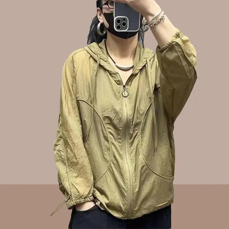 Summer New Fashion Women's Jacket Beach Thin Sunscreen UV Protection Coat 2023 Female Long Sleeve Hooded Jackets Outerwear Tops