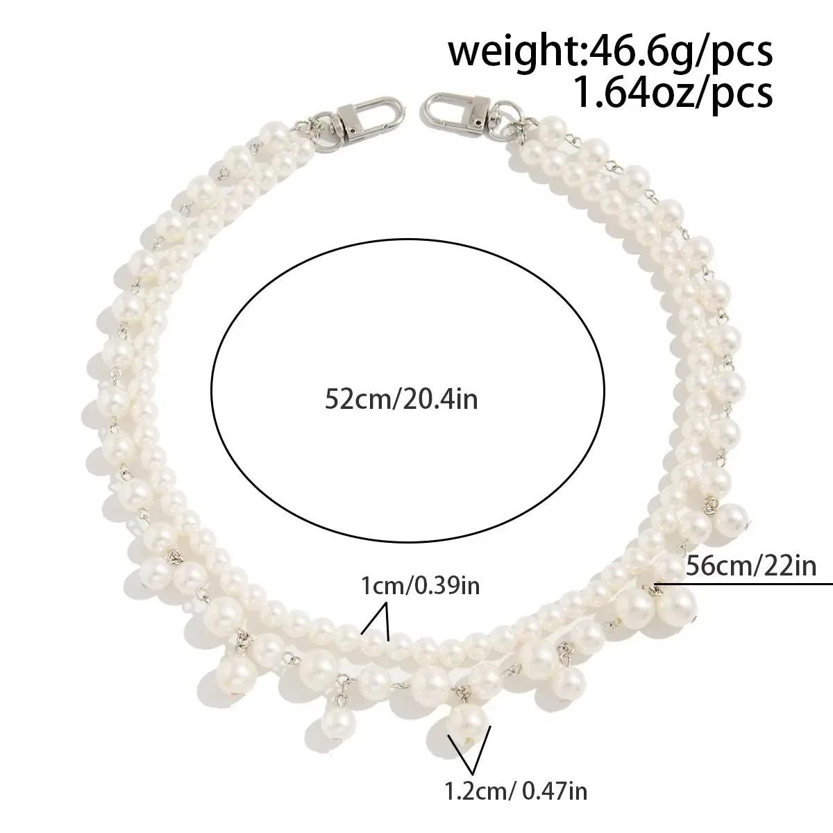 IngeSight.Z Men Hip Hop Multilayer Imitation Pearl Jeans Pants Keychain Chain Women Trousers Hipster Pant Chain Party Decoration