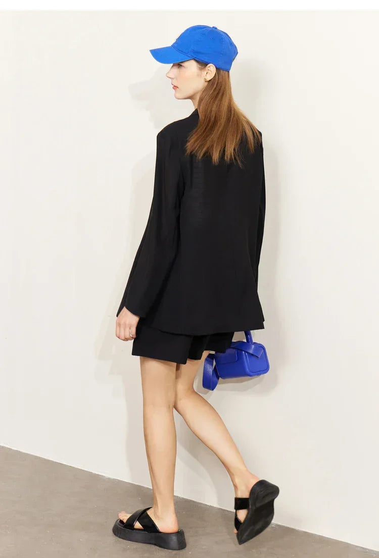 AMII Minimalism Women's blazer Fashion 2024 Summer Blazers Office Lady Two-piece Set Chic Female shorts Separately Sale 72311003