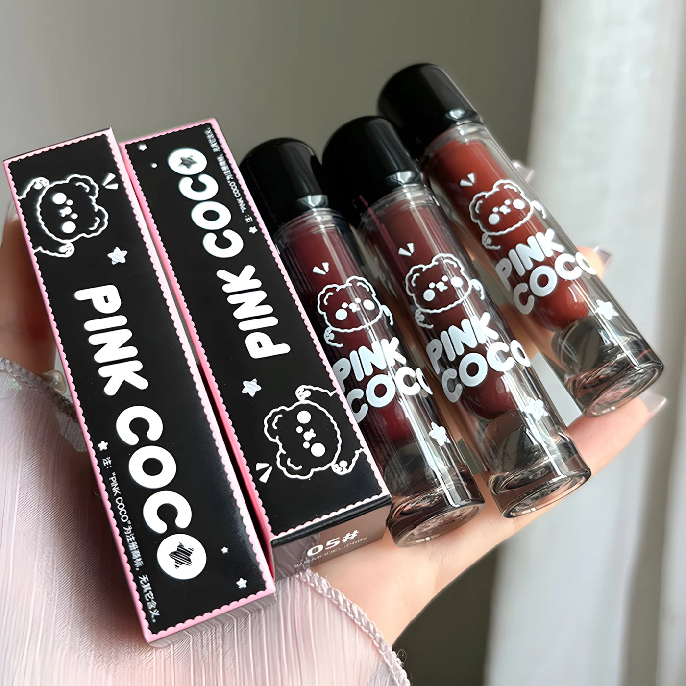 Adorable Bear Mirror Lip Glaze - Long-Lasting, Non-Fading, Hydrating Liquid Lipstick with Watery Texture - Luxurious Glossy Shin