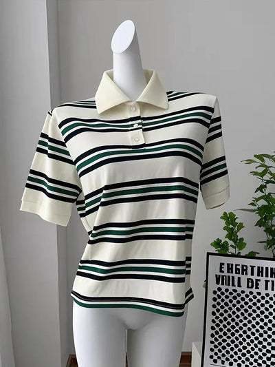 Hirsionsan Polo Neck T Shirt Women Soft Chic Tees 95% Cotton Jumper Clothes Loose Casual Pullover 2025 Summer New Crop Tops