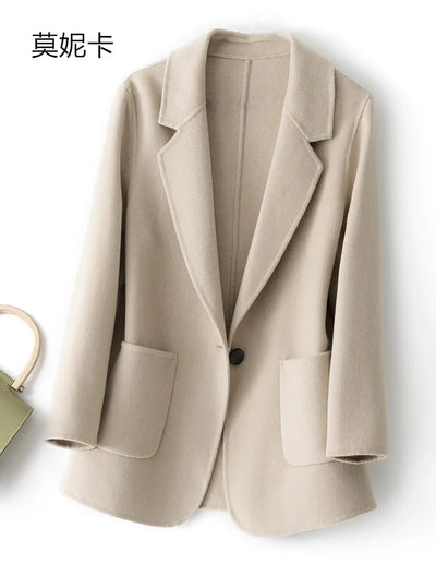 2023 New Women's Coat Pure Wool Plaids and Tweedst Fashion Camel Women's Coat Elegant Trench Coat