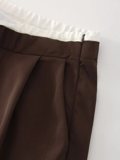 Wide Leg Pants For Women Straight Autumn Coffee Tie Up Casual Trousers Women Gray Loose Pants Ladies Black Trousers Office