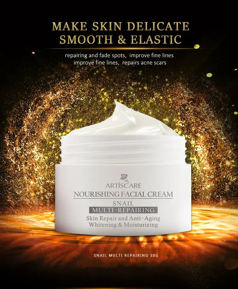 ARTISCARE Snail Face Cream + Peptide Eye Roller + Golden Eye Cream 3Pcs for Facial Moisturizing Serum Dark Circles Eye Care