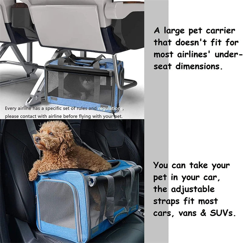 1 PCS Portable Wheeled Pet Carrier For 2 Large Cats Double Compartment Rolling Cat Travel Carrier For Two Pets