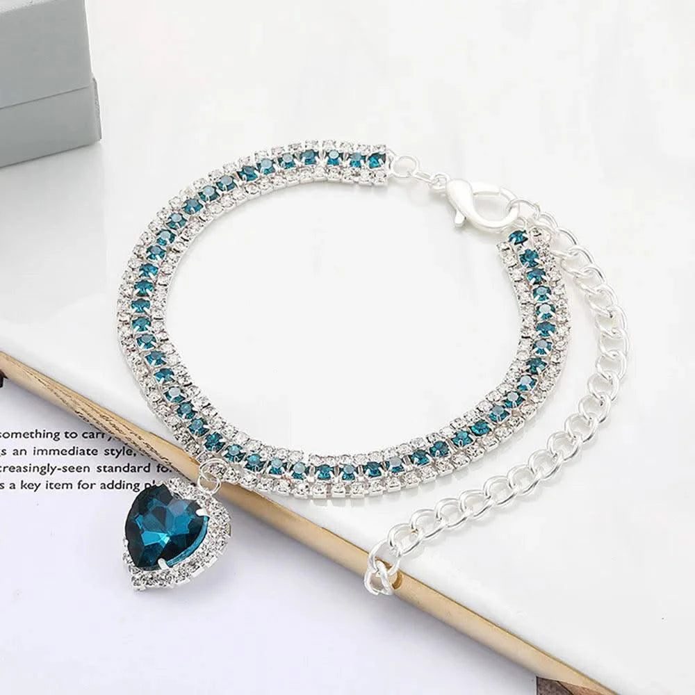 Rhinestone Pet Collars Sparkling 3 Rows Crystal Diamond Cat Small Dog Wedding Collar Puppy Girl Bling Necklace Pendant Jewelry