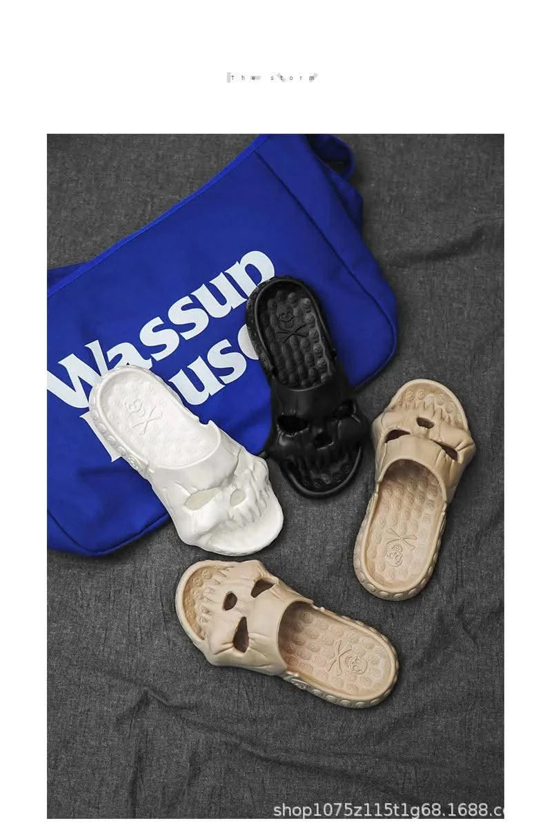 Platform Skull Slippers Demon Home Cloud Summer Beach Sandal Slides Y2k Flip Flops Men Male Soft House Shoes Flat Clapper Women