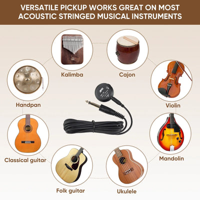 Acoustic Guitar Pickup for Guitar,Ukulele,Mandolin,Violin,Canjo,Kalimba,Drum,Surface-Adhesive Piezo Pickup with Volume Control