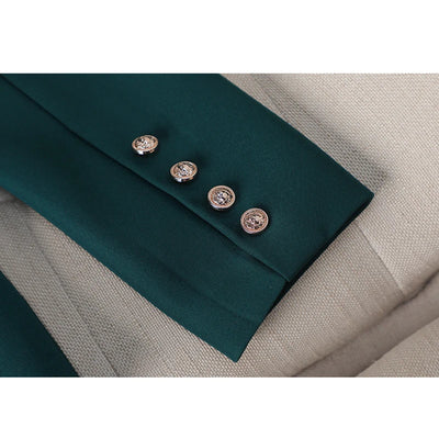 High Quality Suit Office Casual Two Piece Set Spring Autumn Women Double Breasted Blazers+Straight Zipper Trousers Women Outfit
