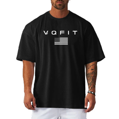 Oversized Gym Bodybuilding Muscle Tops Loose Mesh Quick Dry Shirt Fitness Men's T-Shirt Sports Running Short Sleeve