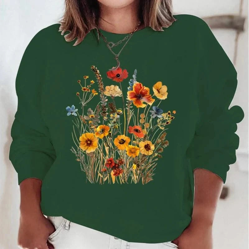 Women's Sweatshirts Wildflowers Boho Vintage Flower Design Hooded